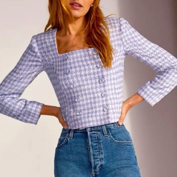 FAVORITE DAUGHTER The Dasha Top in Lilac Tweed Size 2 NWT - Picture 3 of 12